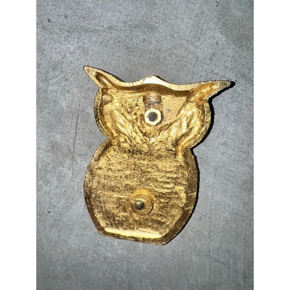 Vintage Large Owl Paper Weight Boston No.2 Goldtone Metal